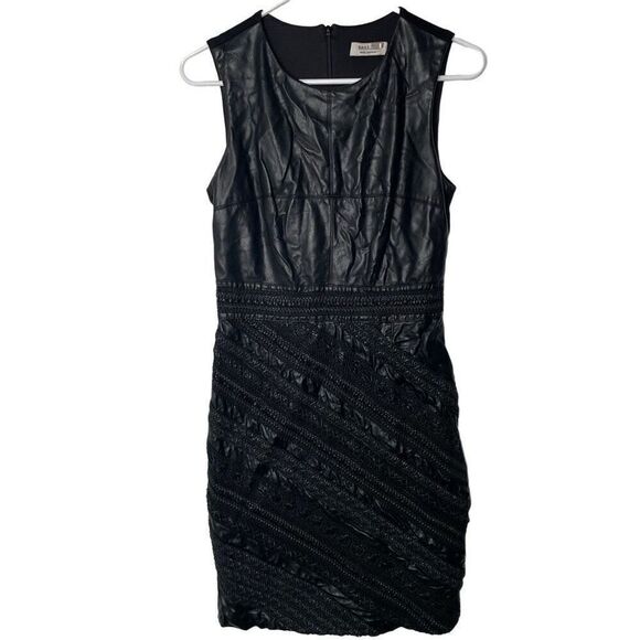 Bailey 44 Womens Lex Dress S Black Faux Leather Sleeveless Sheath Mod Goth - Picture 1 of 12